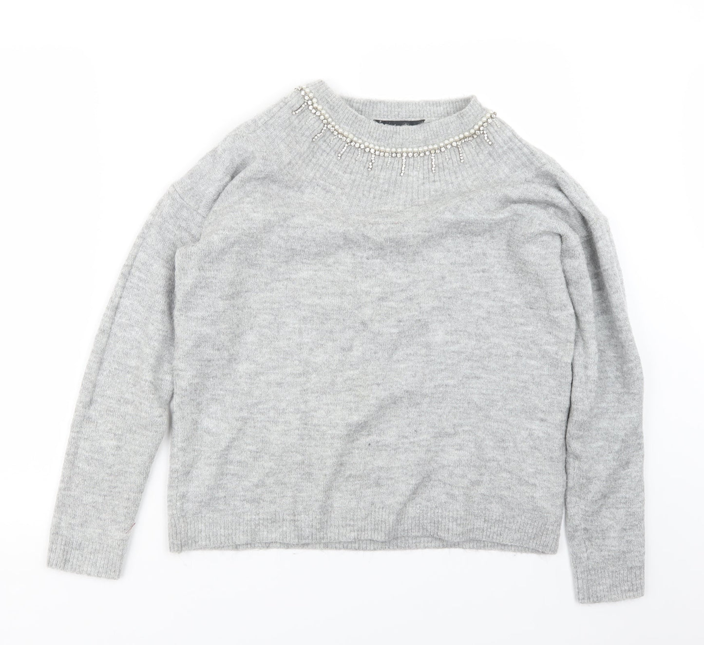Dorothy Perkins Womens Grey  Knit Pullover Jumper Size 14