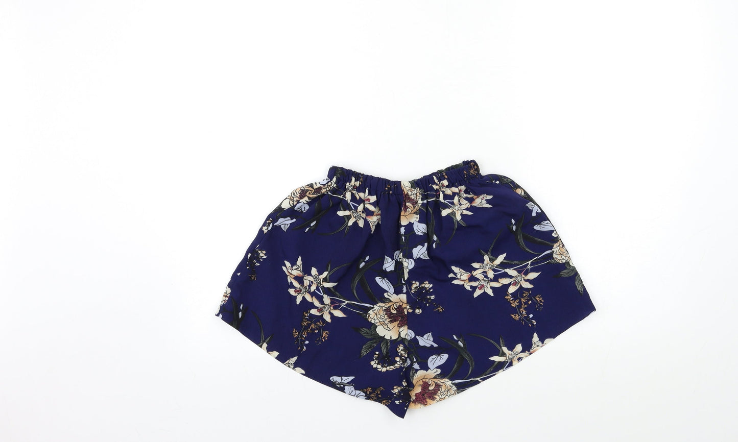 Preworn Womens Blue Floral  Sailor Shorts Size 24 in