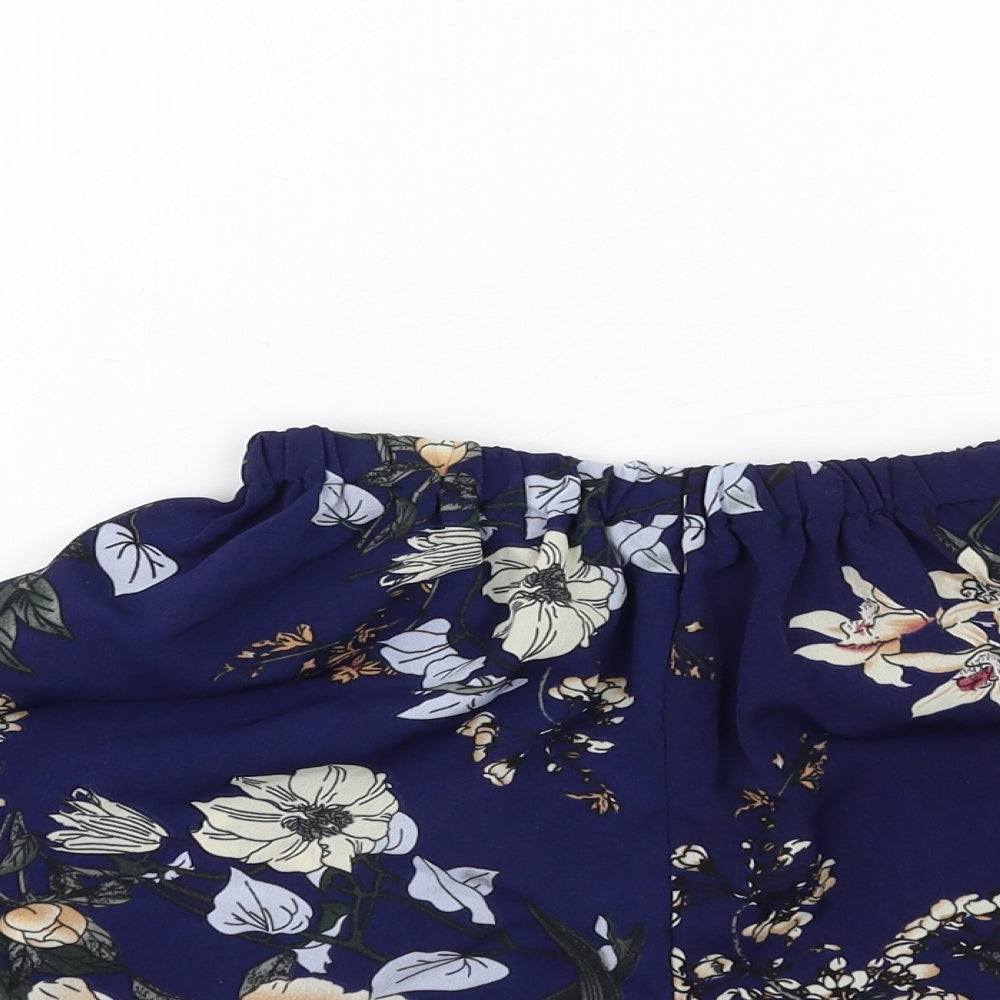 Preworn Womens Blue Floral  Sailor Shorts Size 24 in