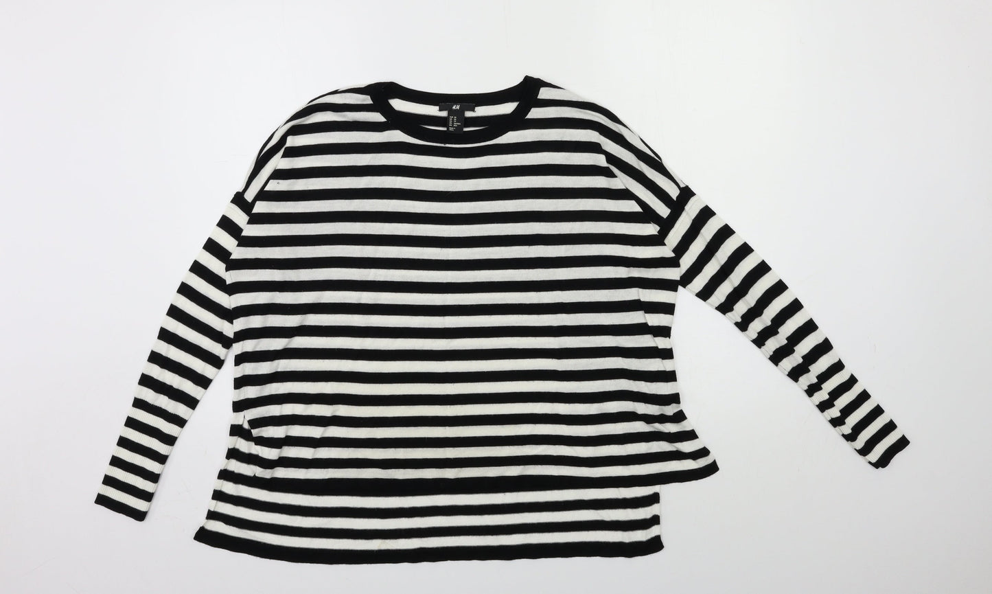 H&M Womens Black Striped Knit Pullover Jumper Size XS