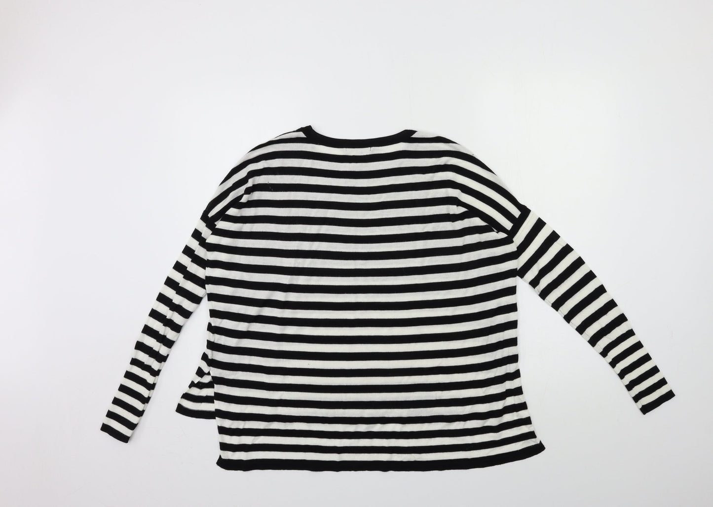H&M Womens Black Striped Knit Pullover Jumper Size XS