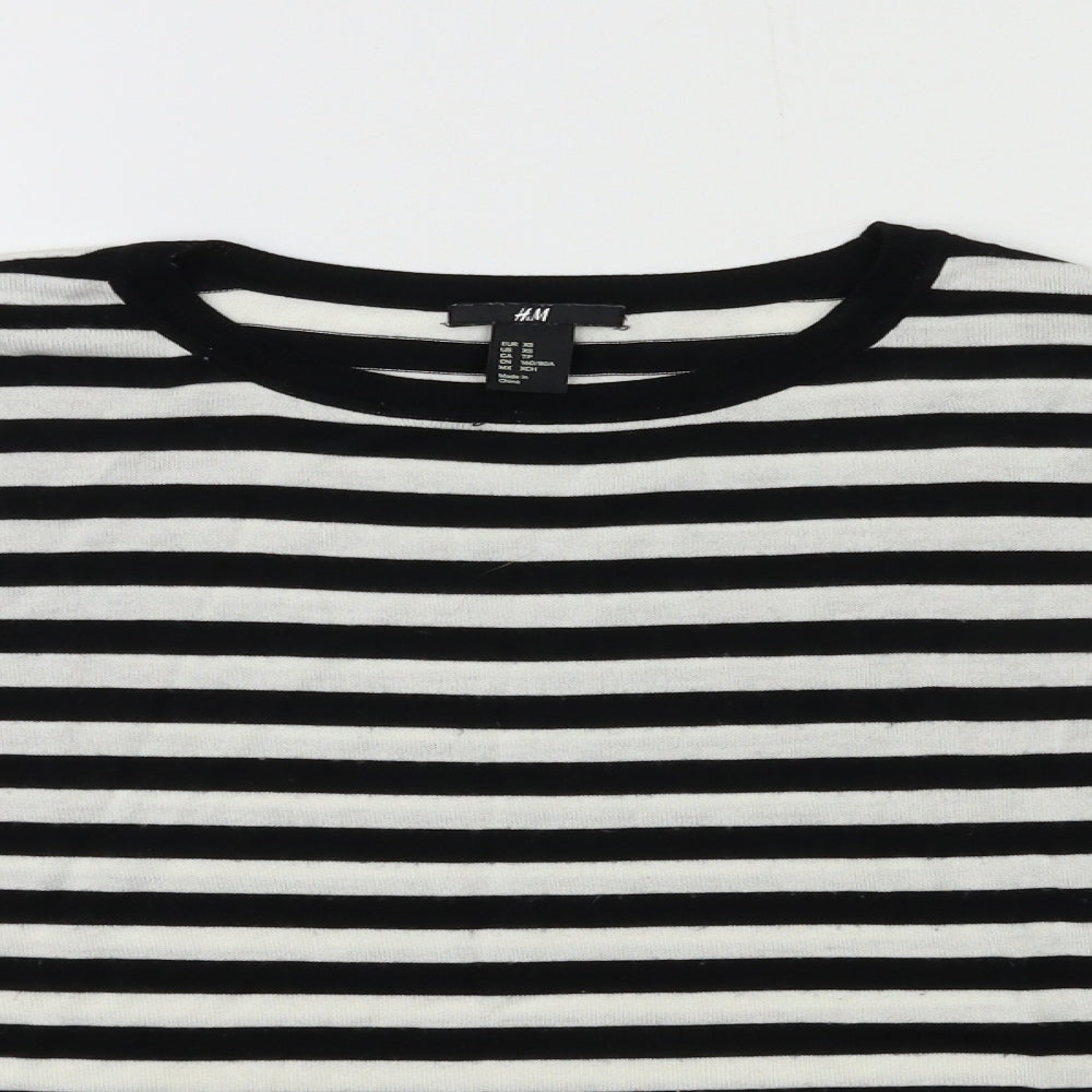 H&M Womens Black Striped Knit Pullover Jumper Size XS