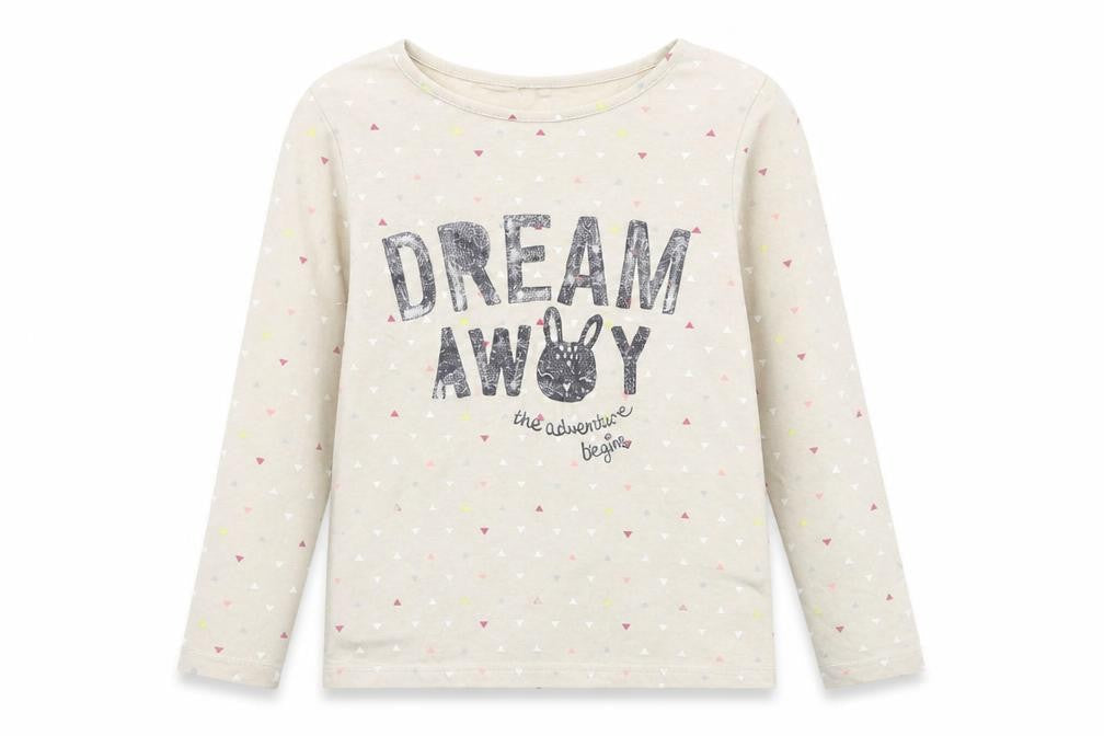 H&M Girls Beige Polka Dot  Basic T-Shirt Size 5-6 Years