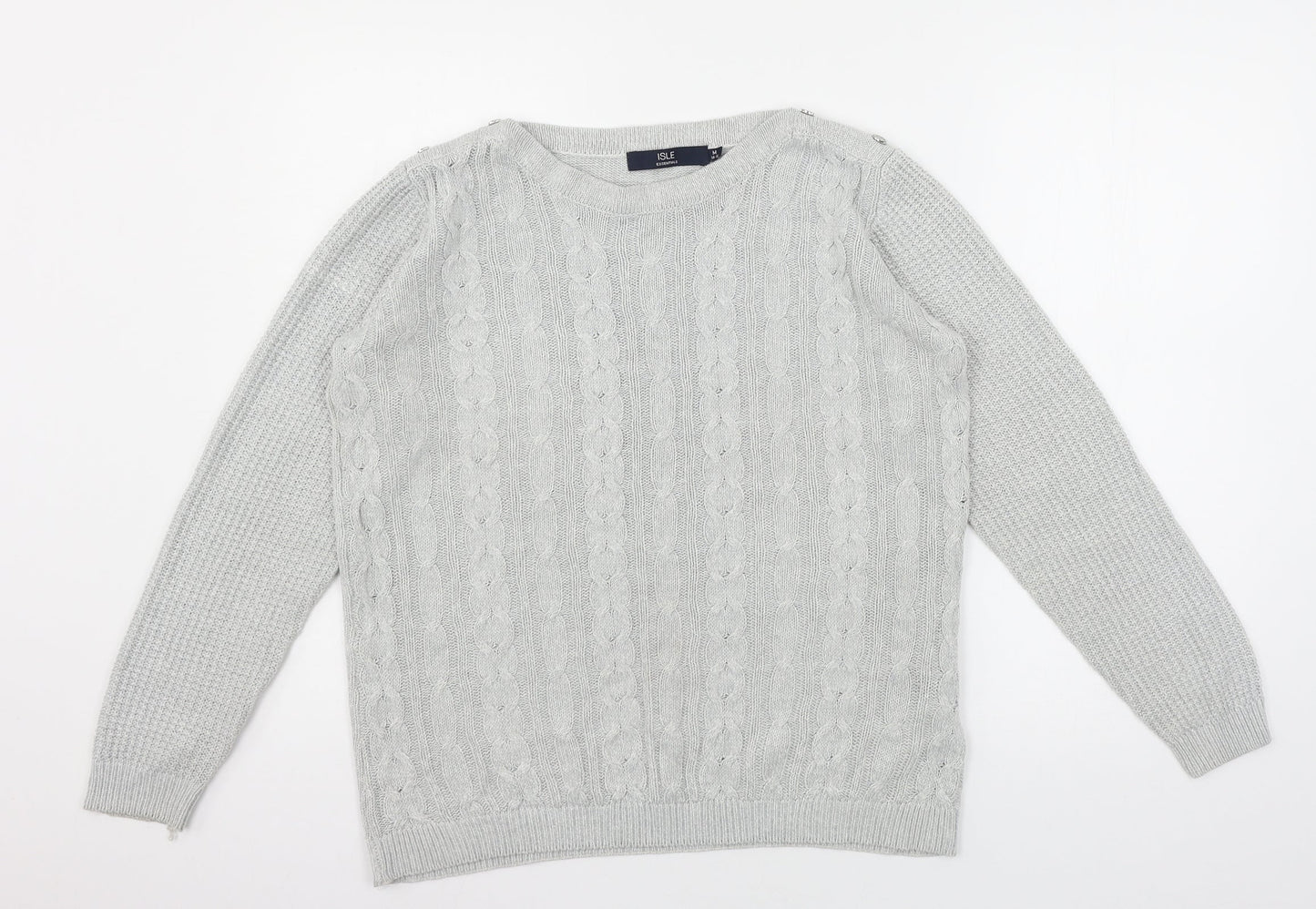 Isle Womens Grey  Knit Pullover Jumper Size 14