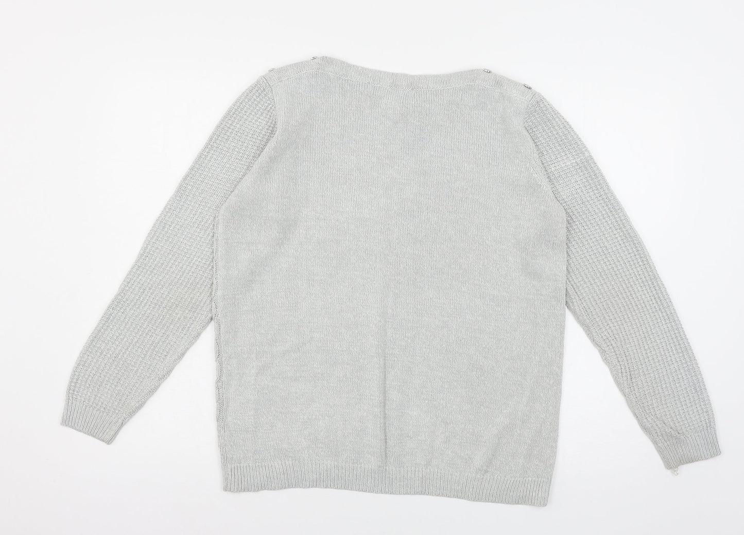 Isle Womens Grey  Knit Pullover Jumper Size 14