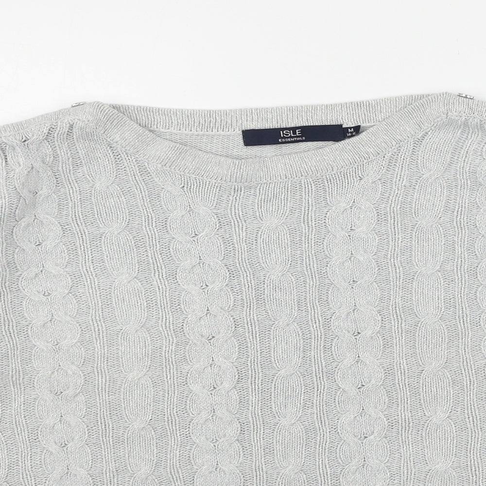 Isle Womens Grey  Knit Pullover Jumper Size 14