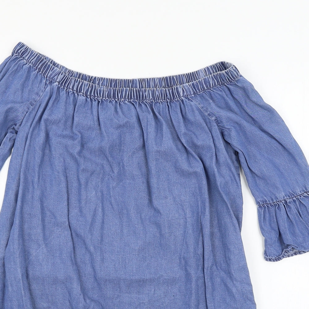 New Look Womens Blue  Denim A-Line  Size 8