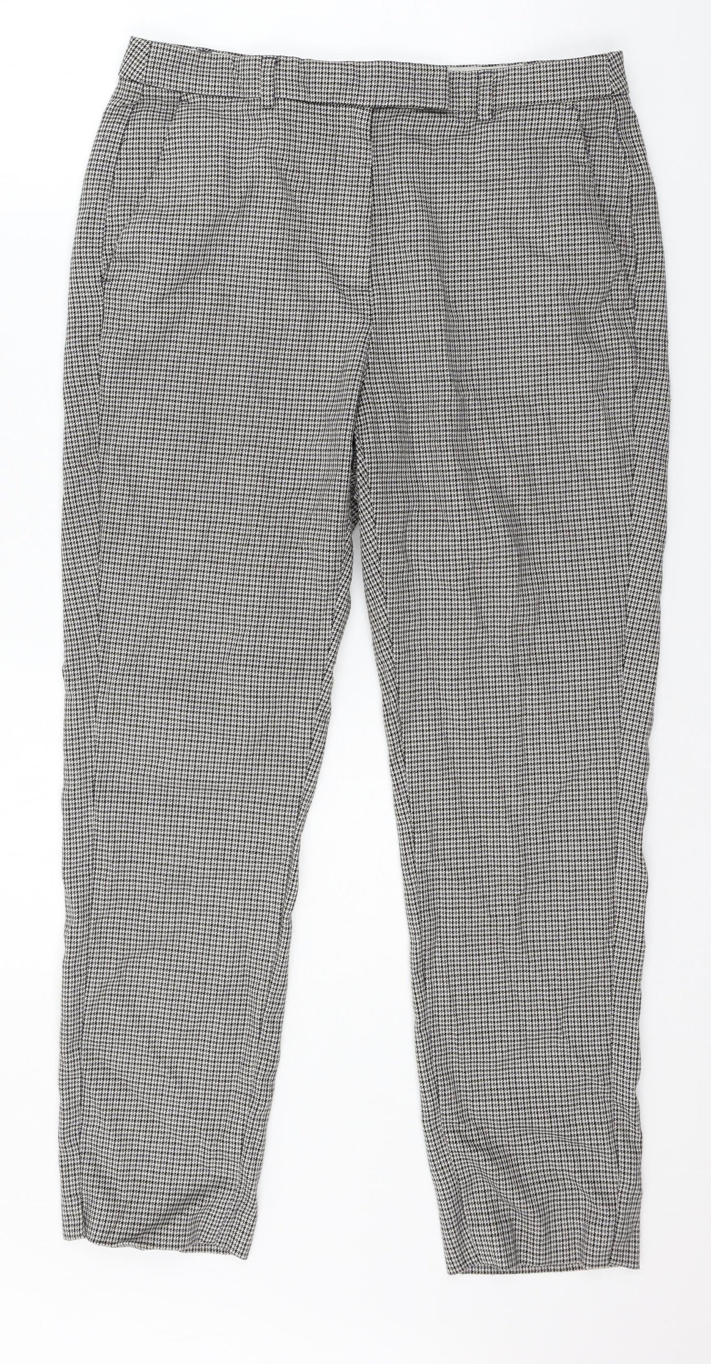 Marks and Spencer Womens Green Houndstooth  Trousers  Size 12 L25 in