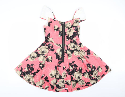 Topshop Womens Multicoloured Floral  Fit & Flare  Size 10