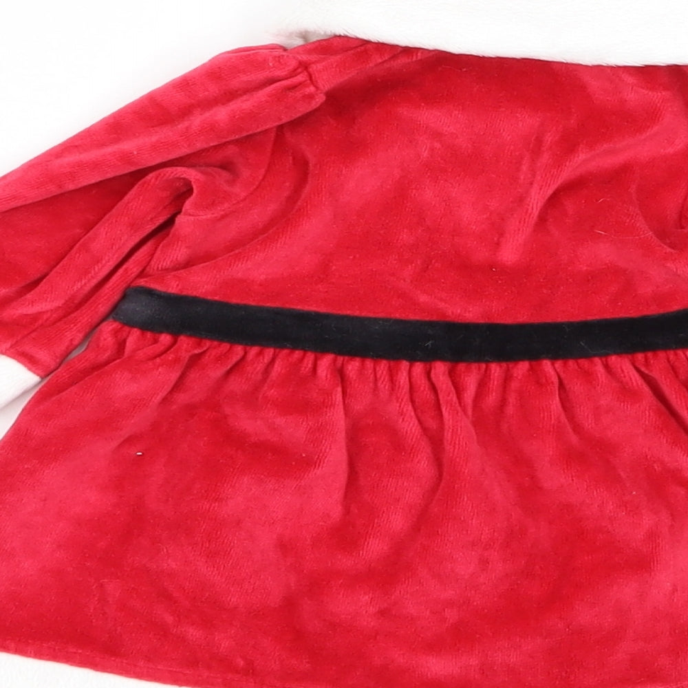 M&S Girls Red   Fit & Flare  Size 0-3 Months  - christmas