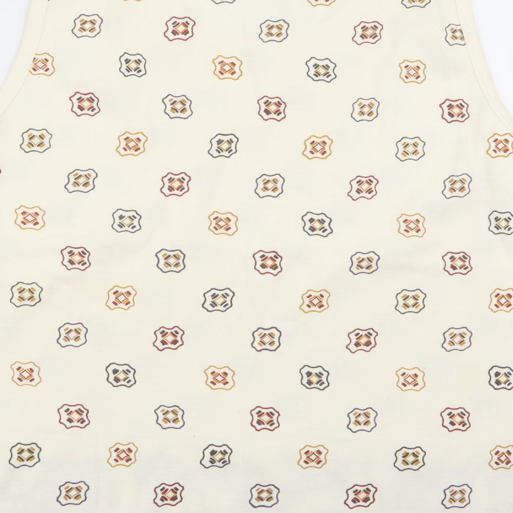 janique Womens Beige Geometric  Basic Tank Size L