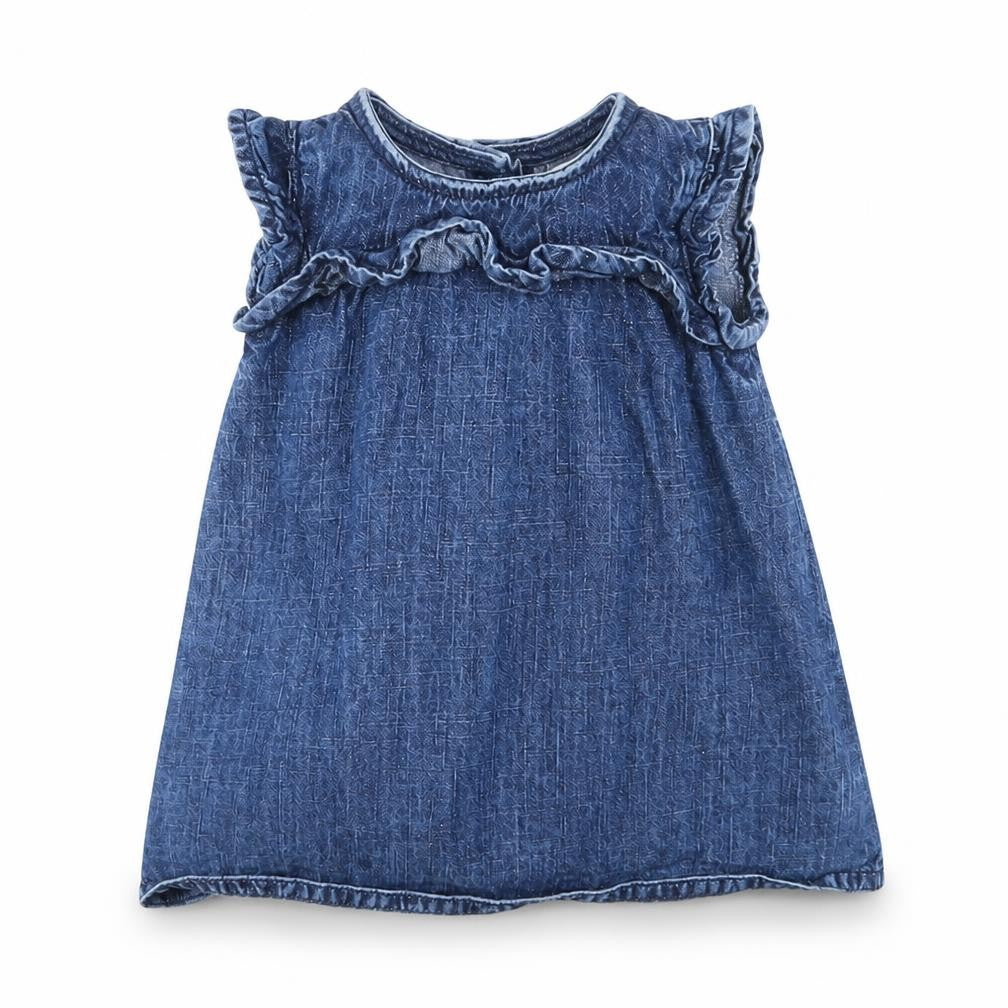 Front view of Next girls’ blue houndstooth fit & flare, size 3-6, months