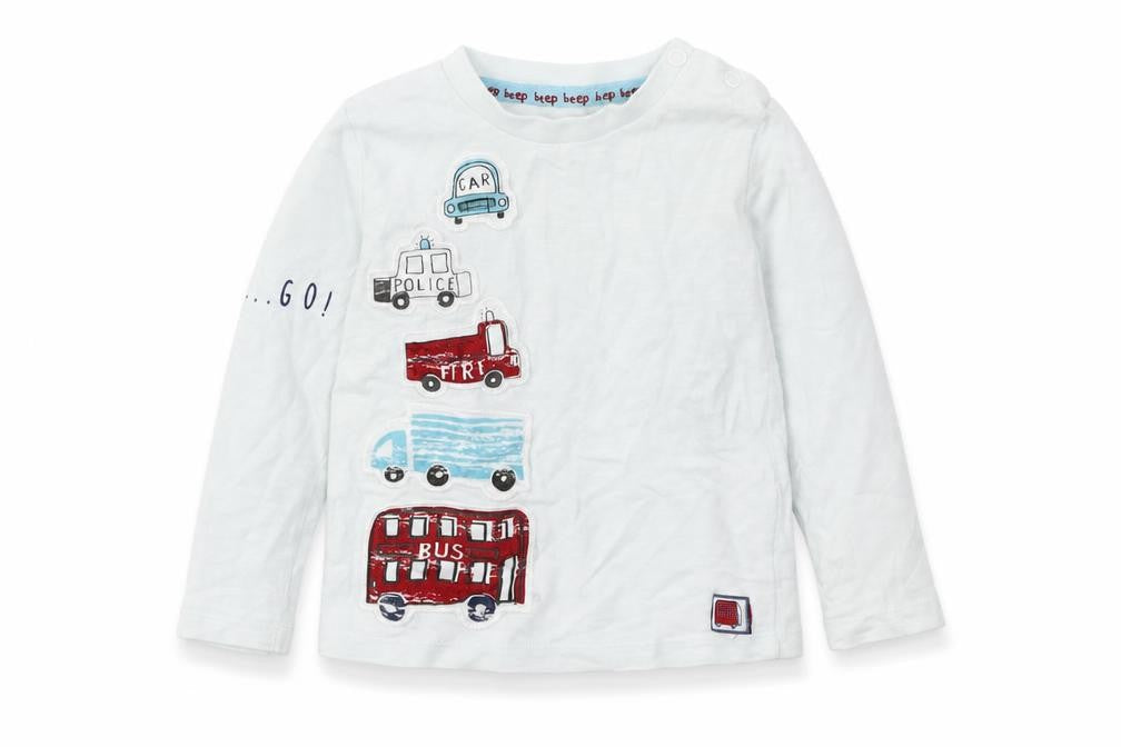 Front view of F&F boys’ blue basic t-shirt, size 9-12, months