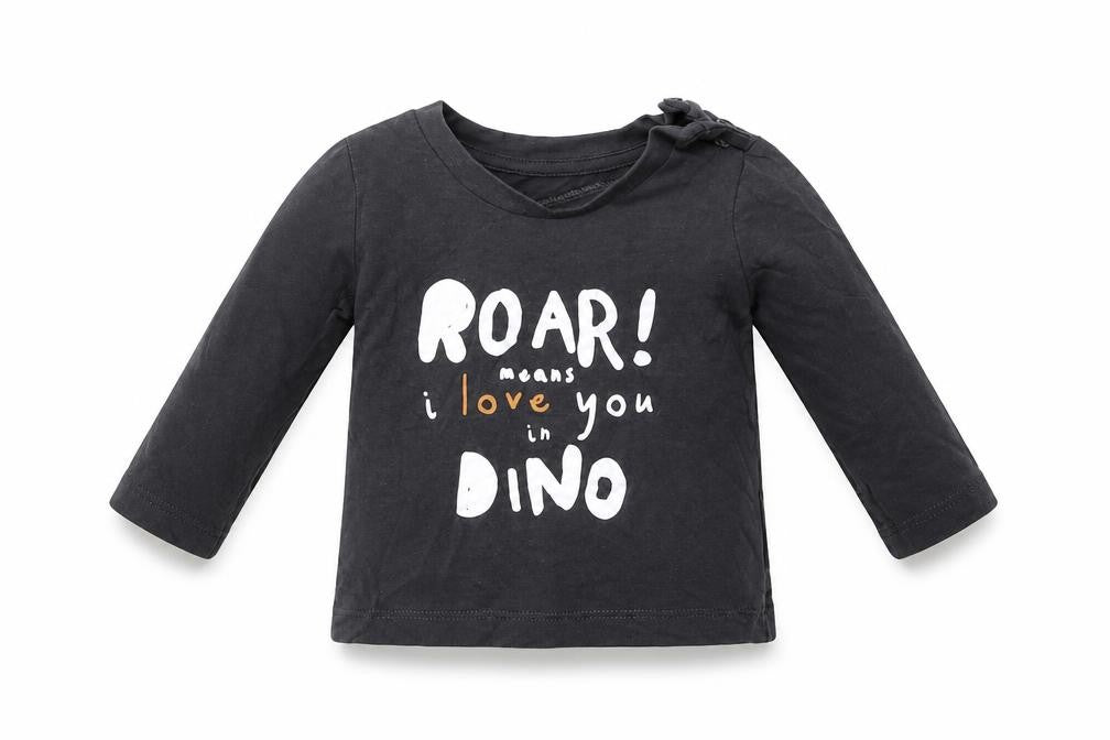 Front view of Matalan boys’ grey basic t-shirt, size 3-6, months