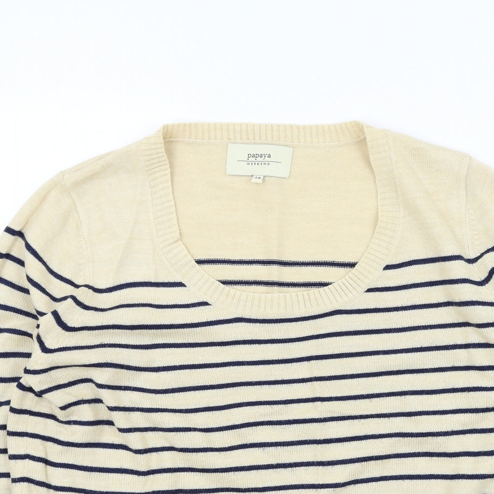 Papaya Womens Beige Striped  Pullover Jumper Size 14