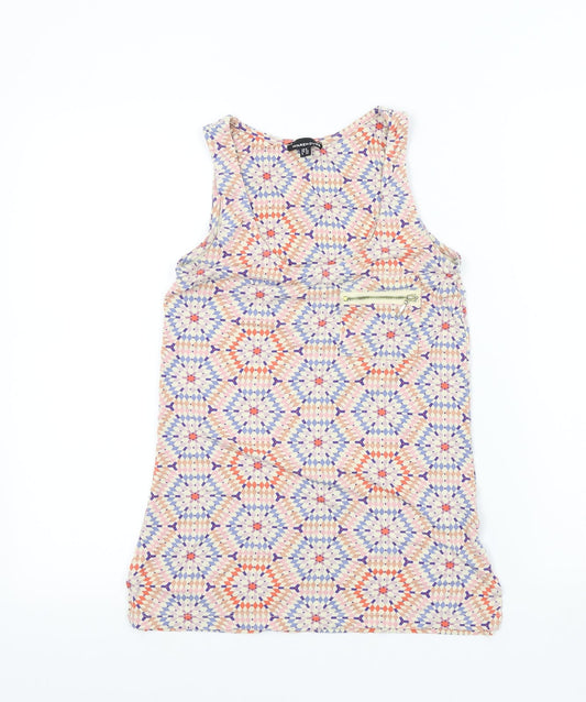 Warehouse Womens Ivory Geometric  Basic T-Shirt Size 6