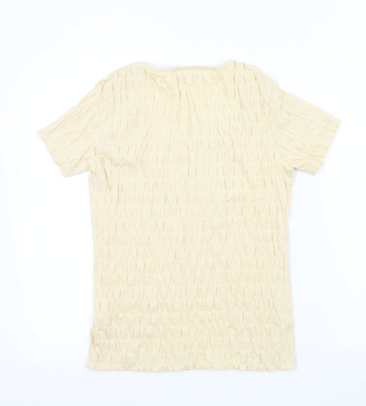 afibel Womens Beige Colourblock  Basic T-Shirt Size 10