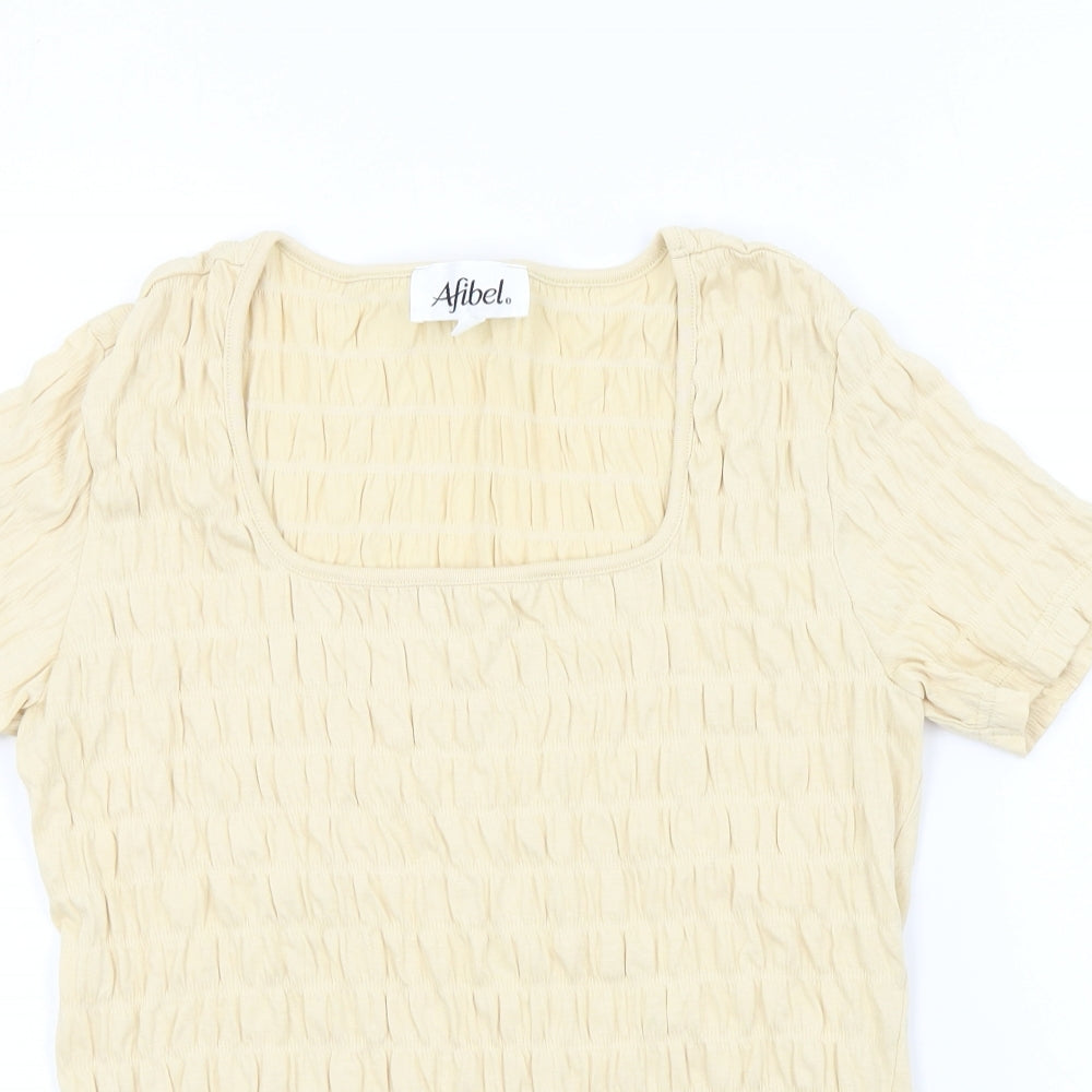 afibel Womens Beige Colourblock  Basic T-Shirt Size 10