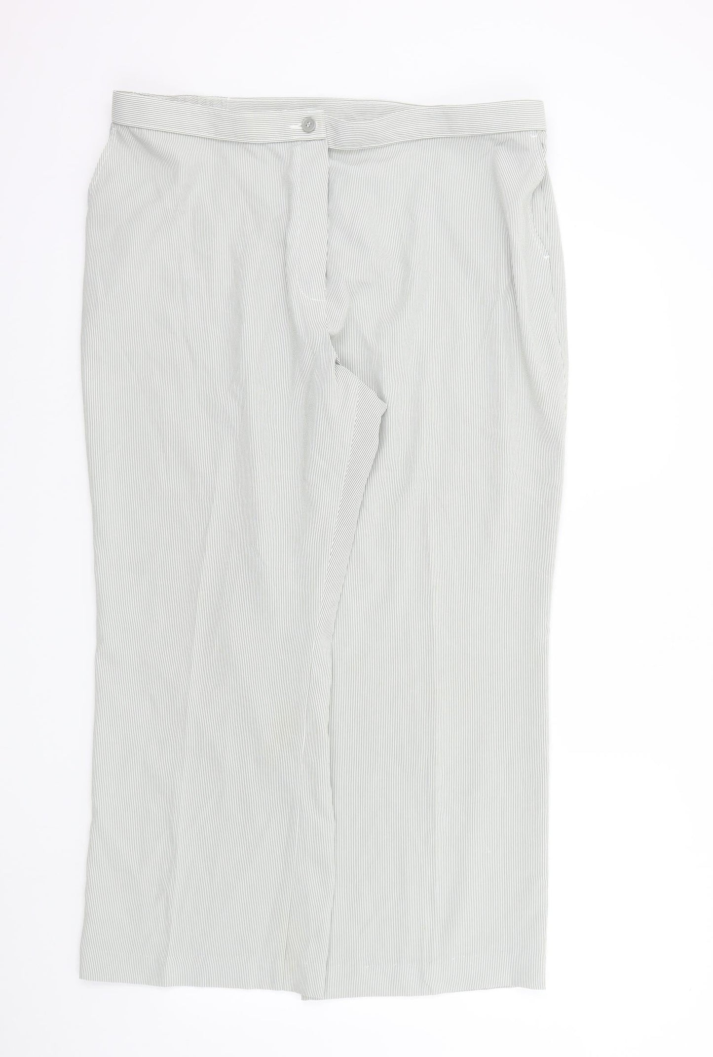M&S Womens Green Striped  Trousers  Size 20 L26 in