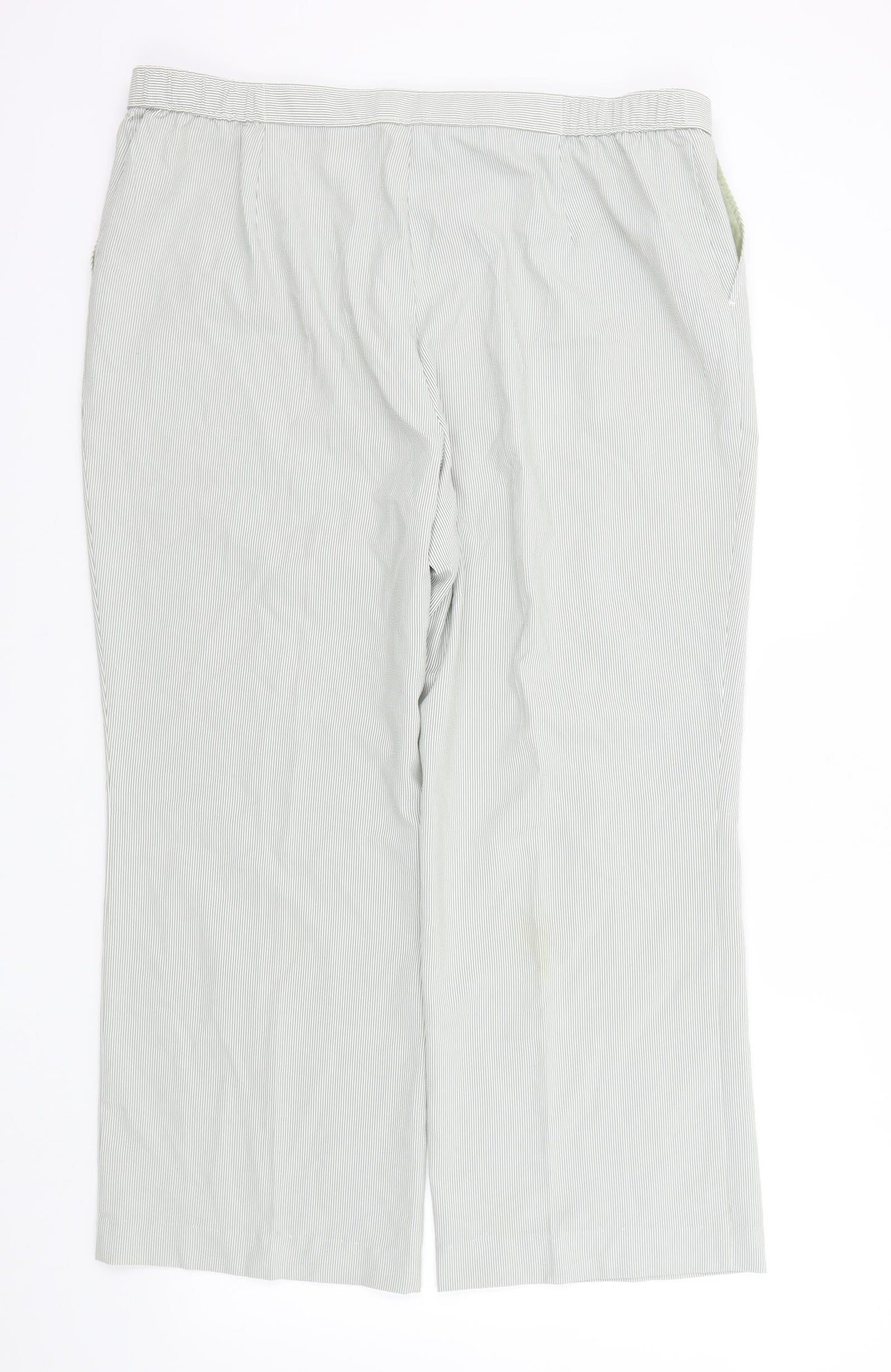 M&S Womens Green Striped  Trousers  Size 20 L26 in