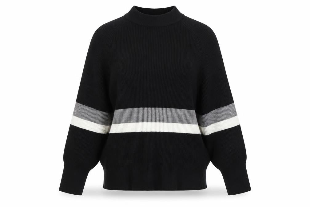 sweewe Womens Black Striped  Pullover Jumper Size M