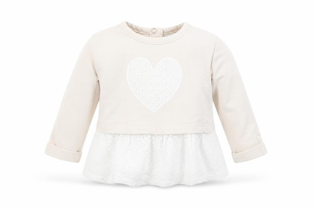 Front view of Prenatal girls’ beige jumper, size 3-6, months