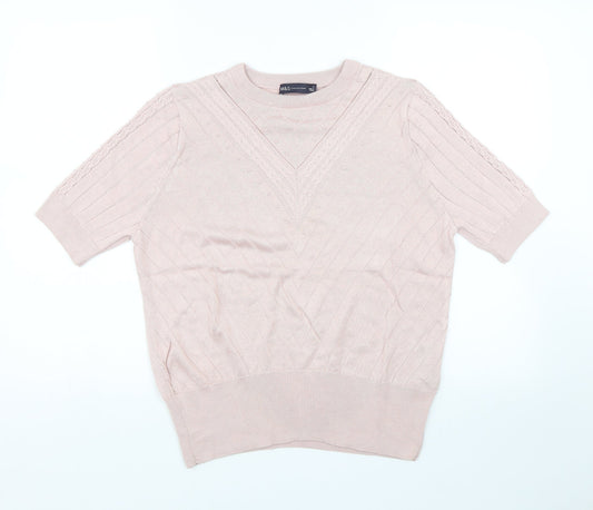 M&S Womens Pink   Basic T-Shirt Size 14