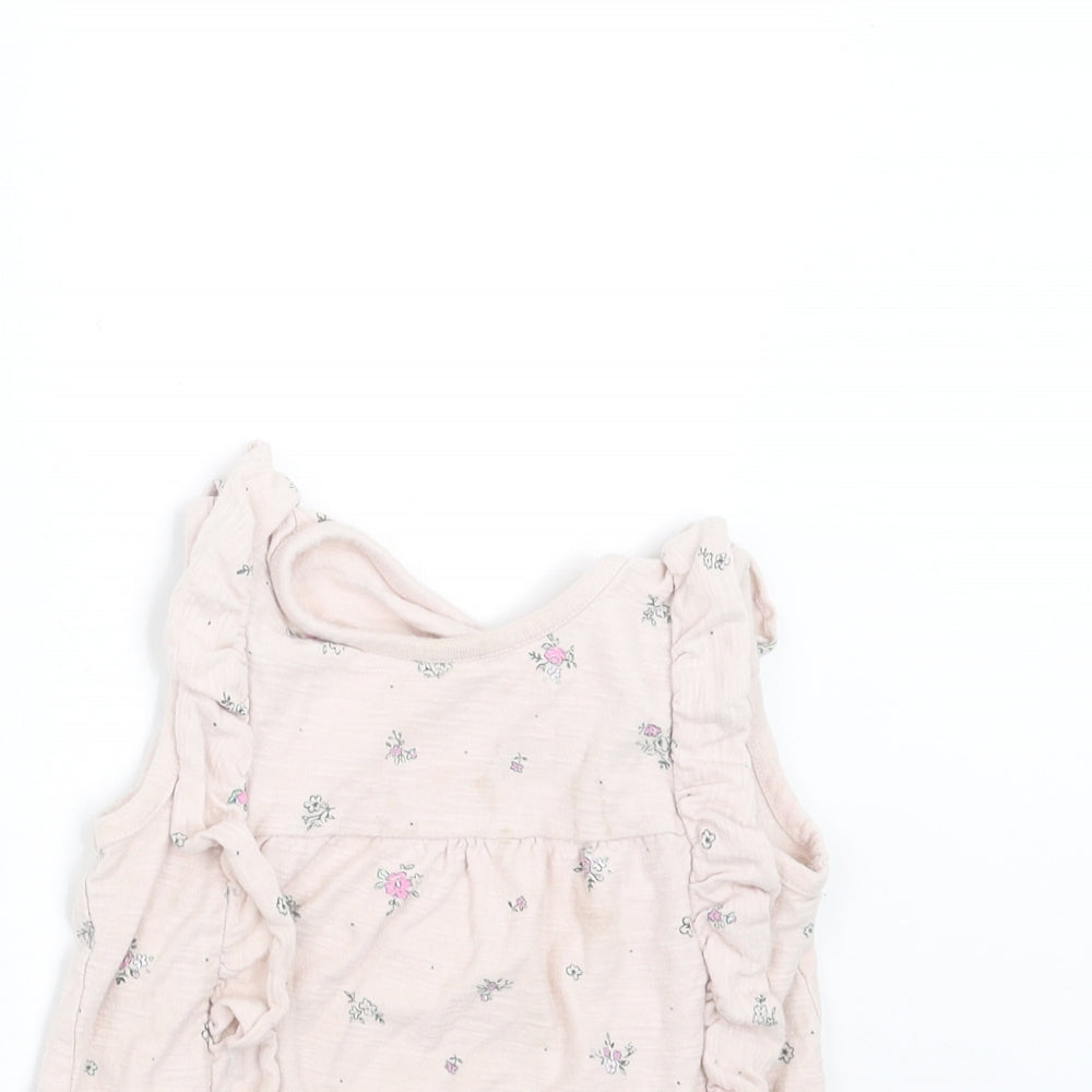 George Girls Pink Floral  Basic T-Shirt Size 3-4 Years