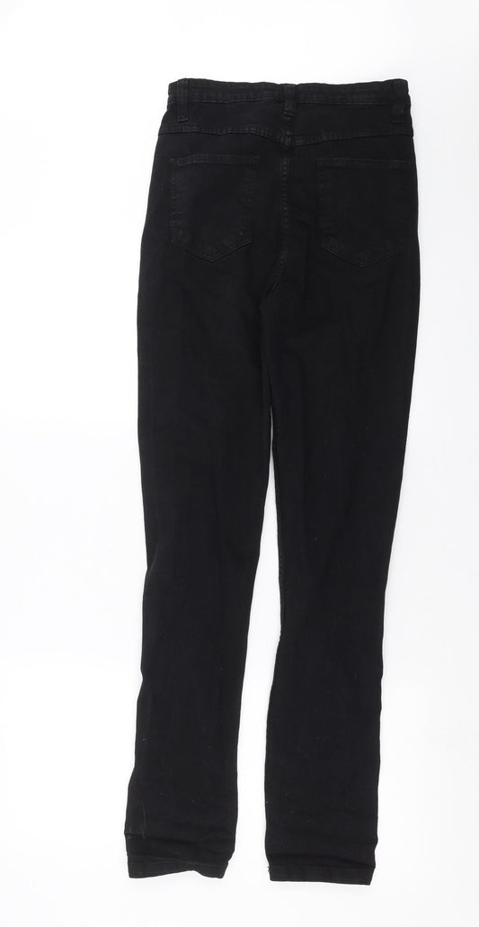 PRETTYLITTLETHING Womens Black  Denim Straight Jeans Size 6 L31 in