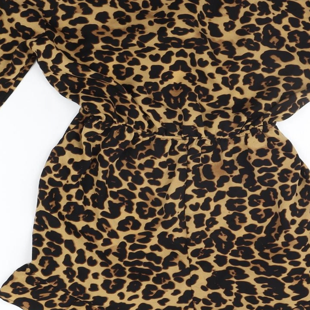 Missguided Womens Beige Animal Print  Jumpsuit One-Piece Size 8