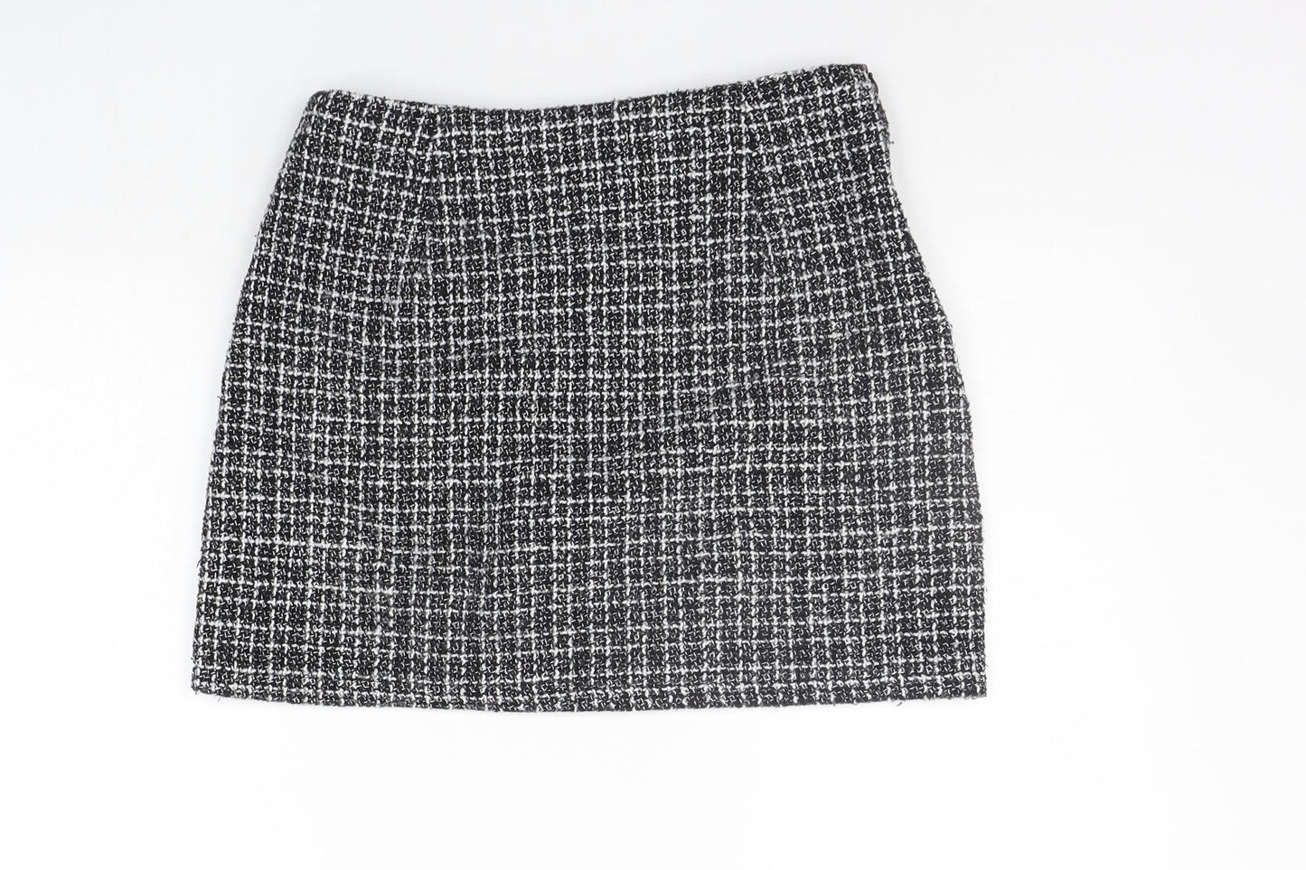 Preworn Womens Black Check  A-Line Skirt Size S