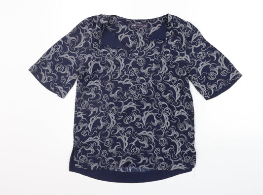 Marks and Spencer Womens Blue Geometric  Basic Blouse Size 6