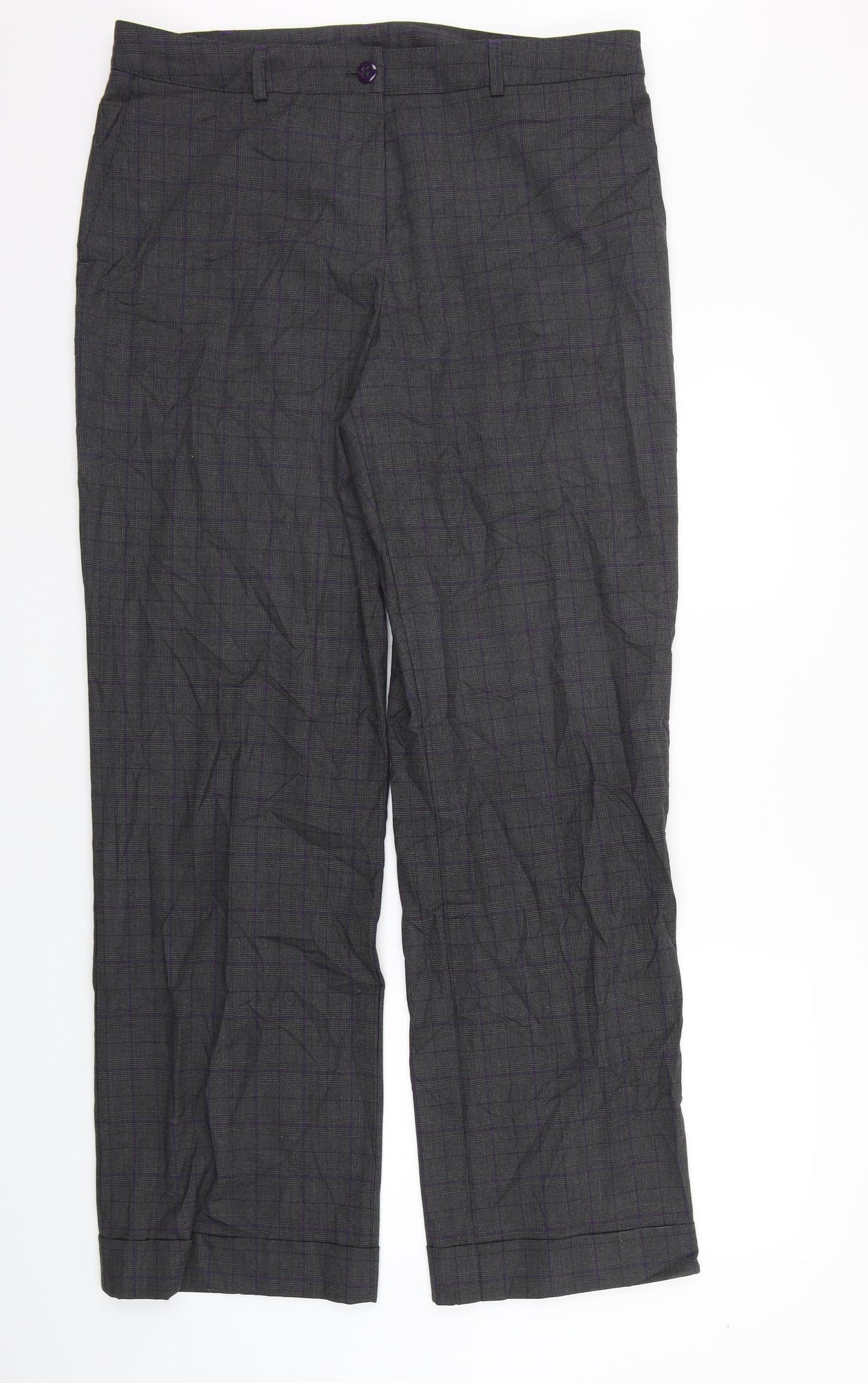 Marks and Spencer Womens Grey Check  Sweatpants Trousers Size 16 L21 in
