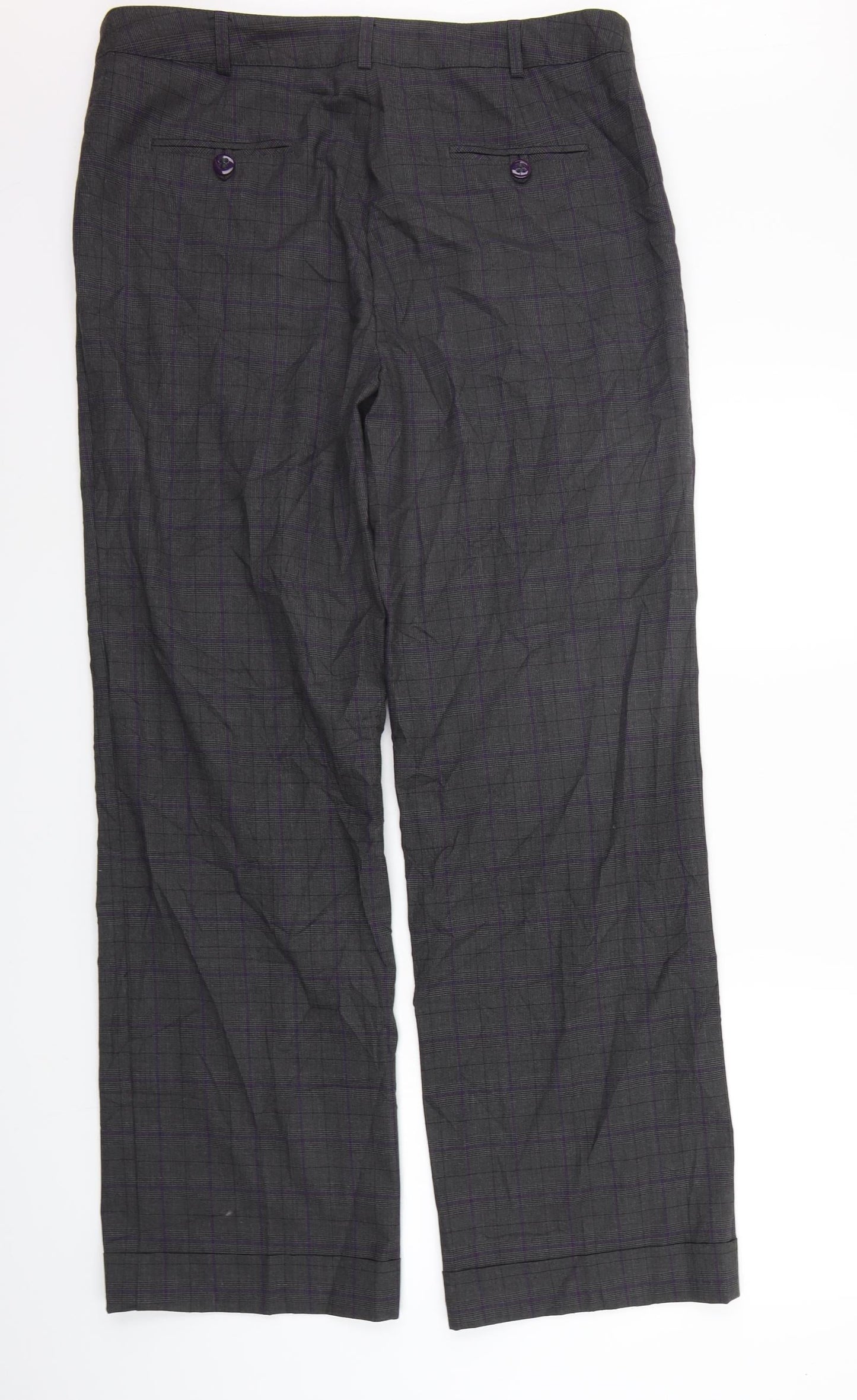 Marks and Spencer Womens Grey Check  Sweatpants Trousers Size 16 L21 in