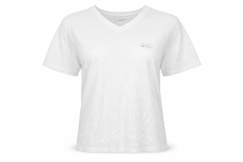 Front view of Atlasformen women’s white basic t-shirt, size L