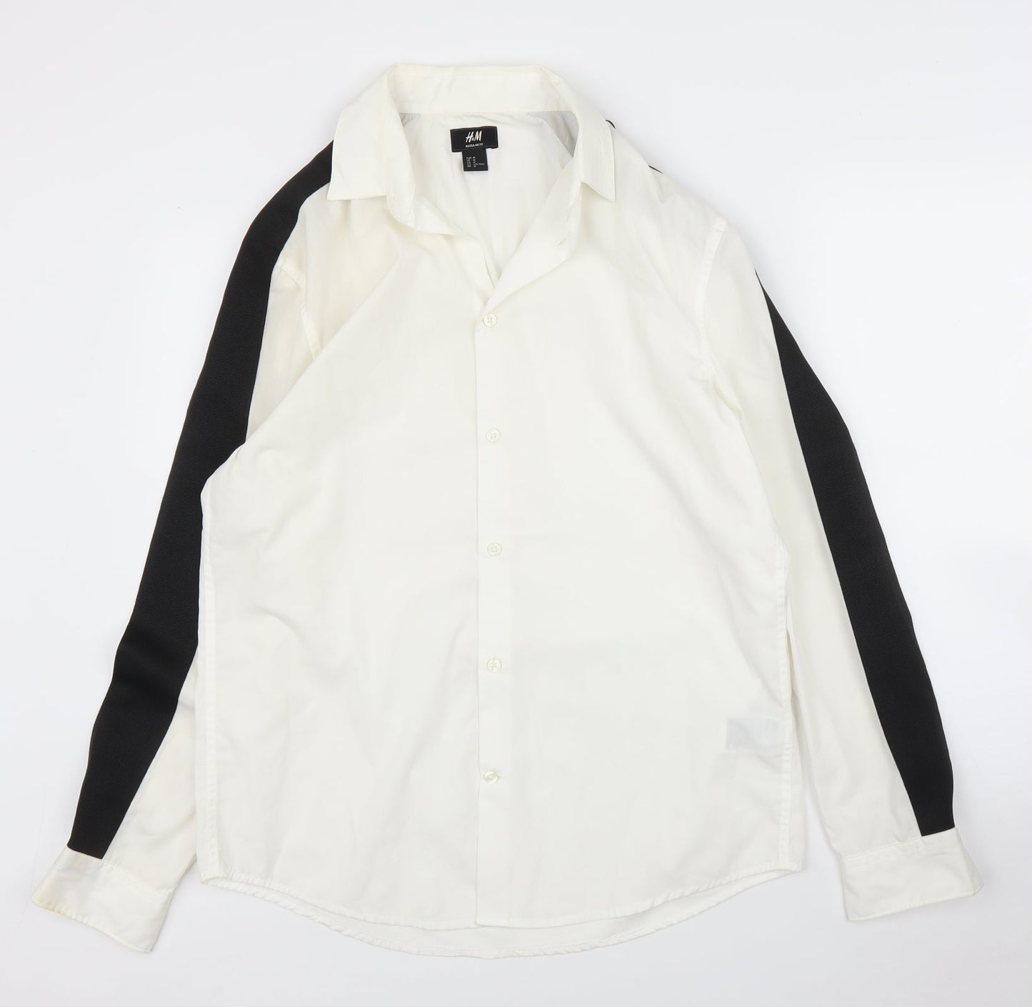 H&M Mens White    Button-Up Size M