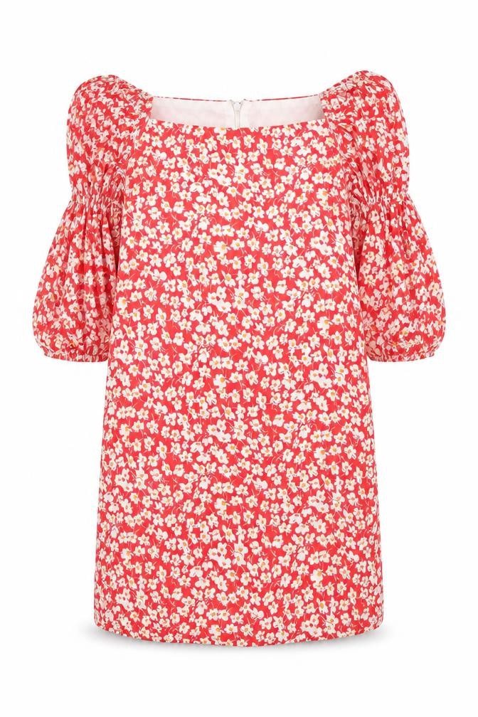 SheIn Girls Red Floral Rayon Shift  Size 11 Years