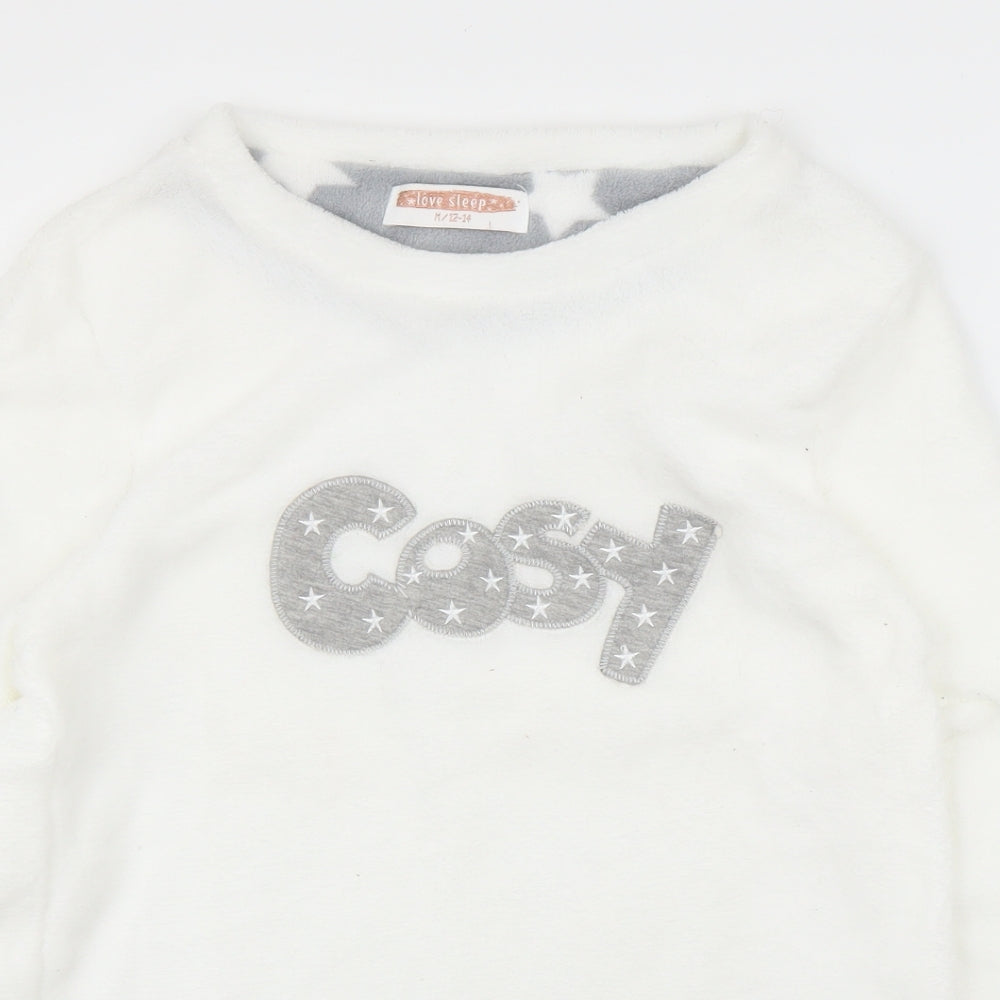 Preworn Womens White Solid  Top Pyjama Top Size M