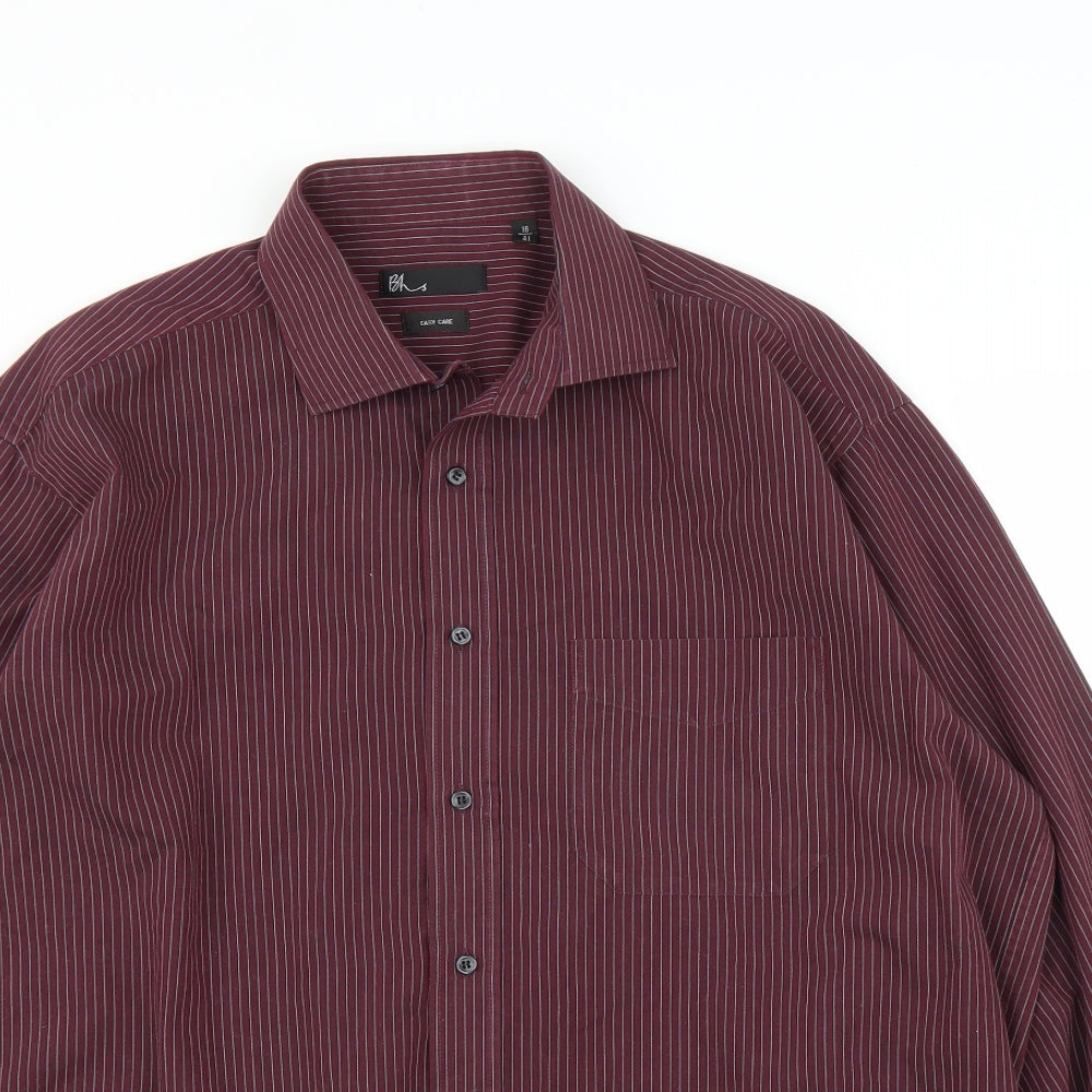 BHS Mens Purple Striped   Button-Up Size 16