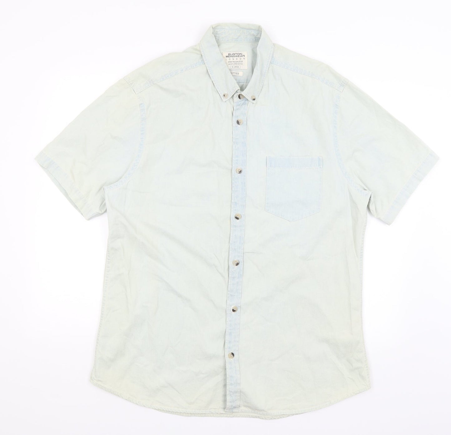 Burton Menswear Mens Blue    Button-Up Size XL