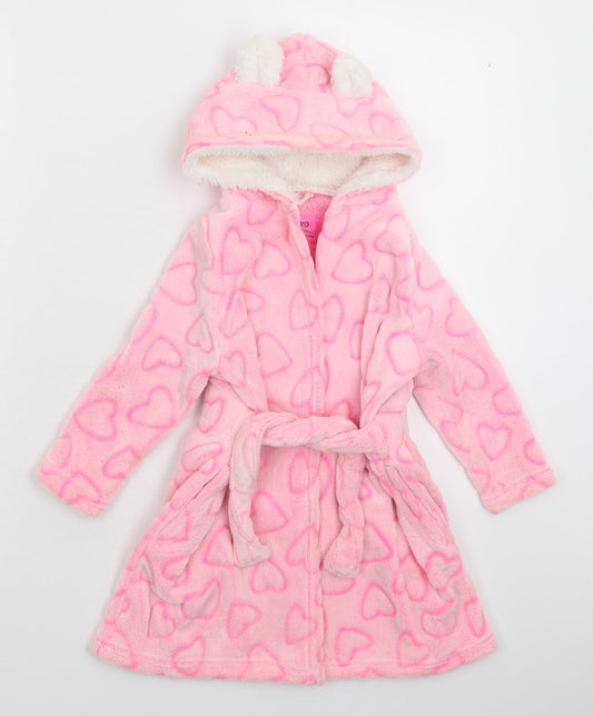 Young Dimension Girls Pink Solid Fleece Kimono Robe Size 3-4 Years