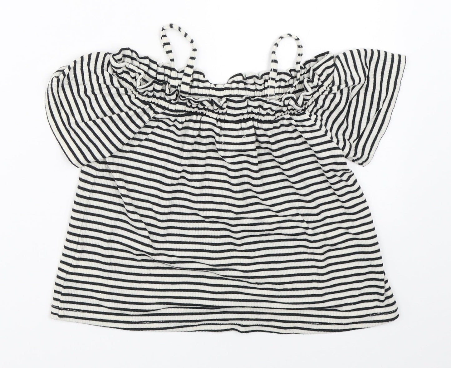 NEXT Girls Ivory Striped  Basic Blouse Size 6 Years