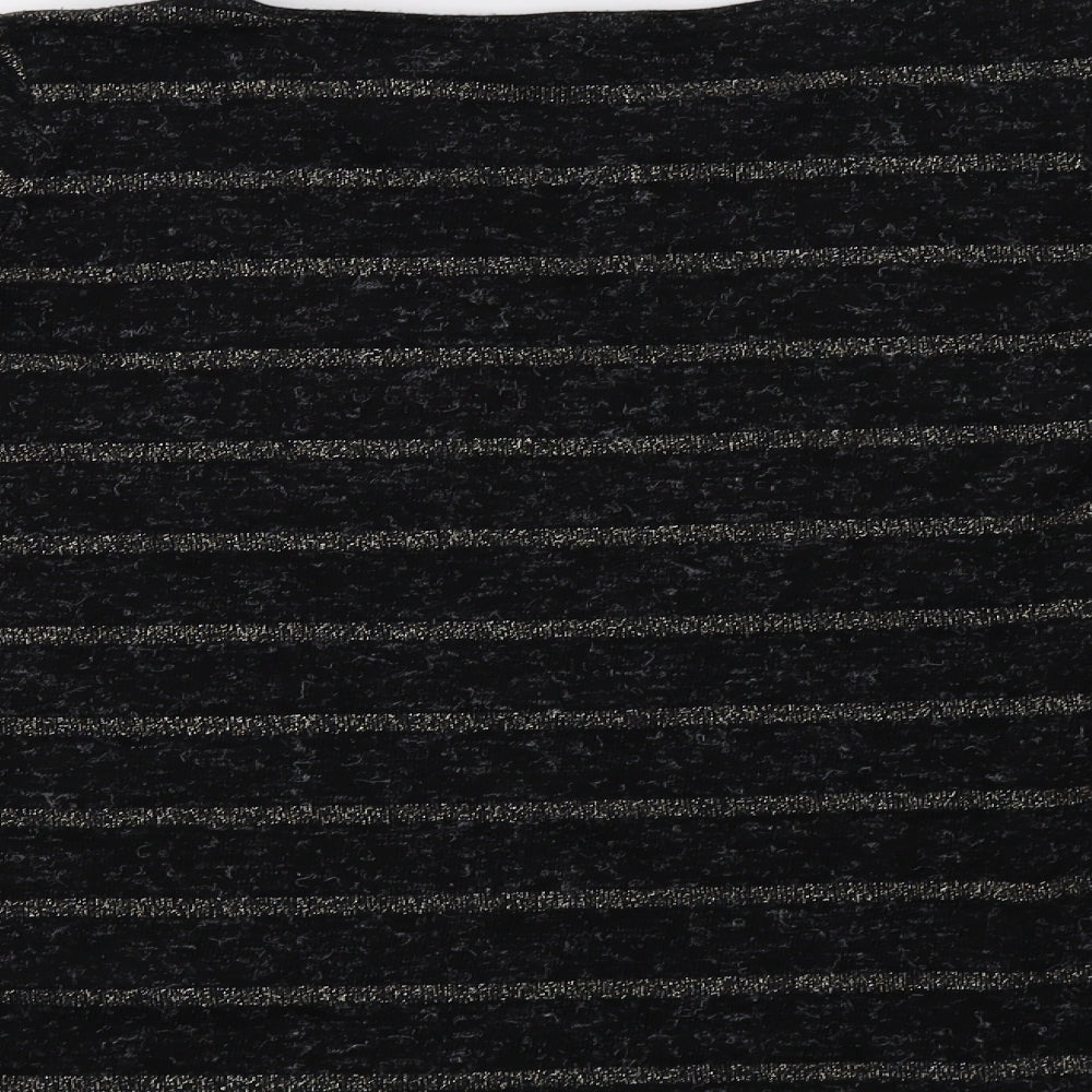 NEXT Womens Black Striped  Pullover Sweatshirt Size 14