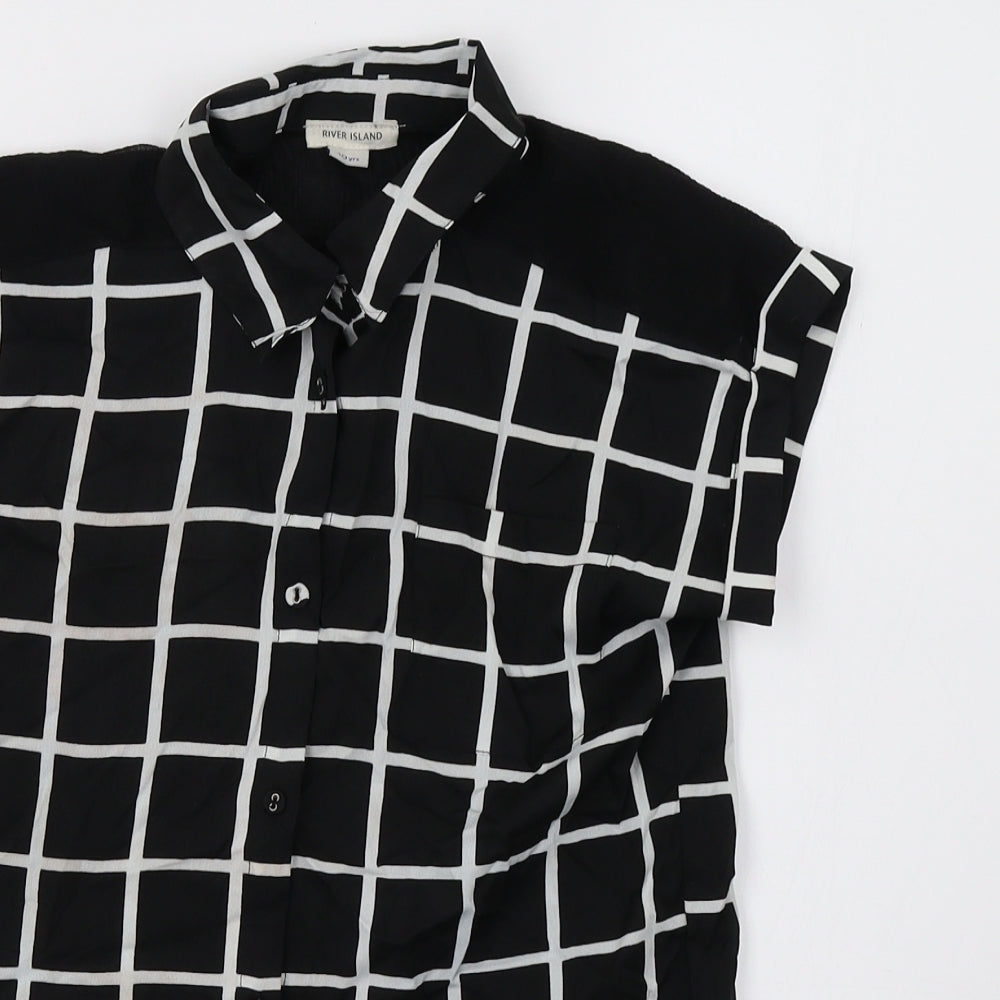 River Island Girls Black Check  Basic Button-Up Size 10 Years