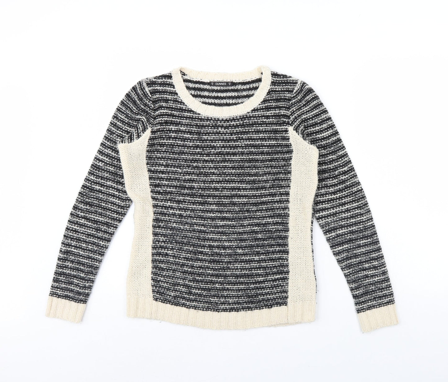 Dunnes Stores Womens Black Striped  Pullover Jumper Size 10