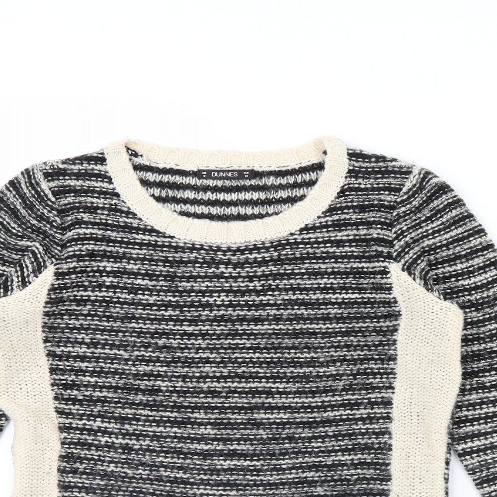 Dunnes Stores Womens Black Striped  Pullover Jumper Size 10