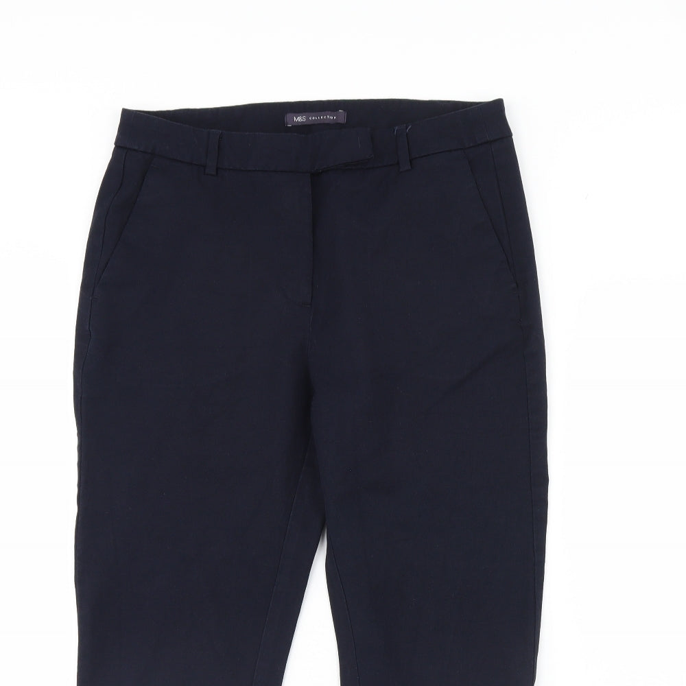 M&S Womens Blue   Cropped Trousers Size 32 in L23 in
