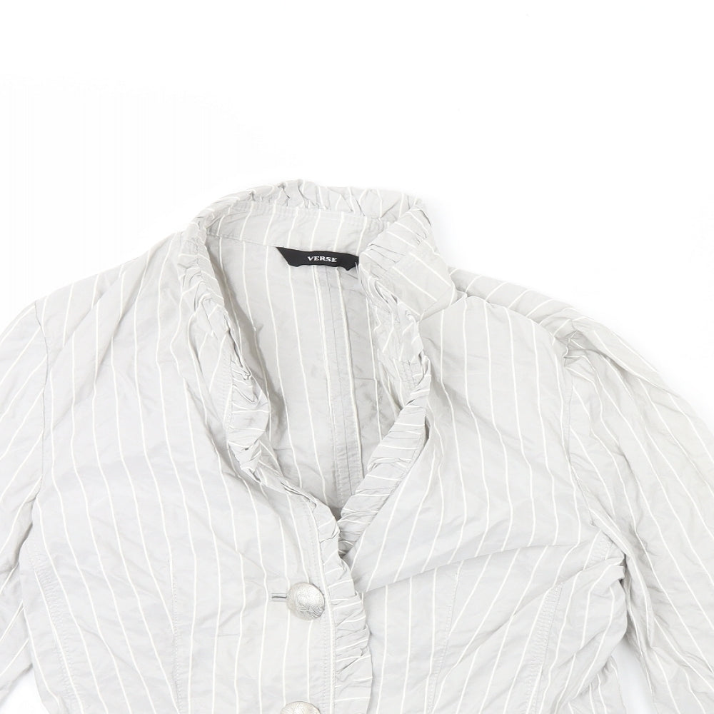 Verse Womens Grey Striped  Jacket  Size 8  - Shoulder Pads
