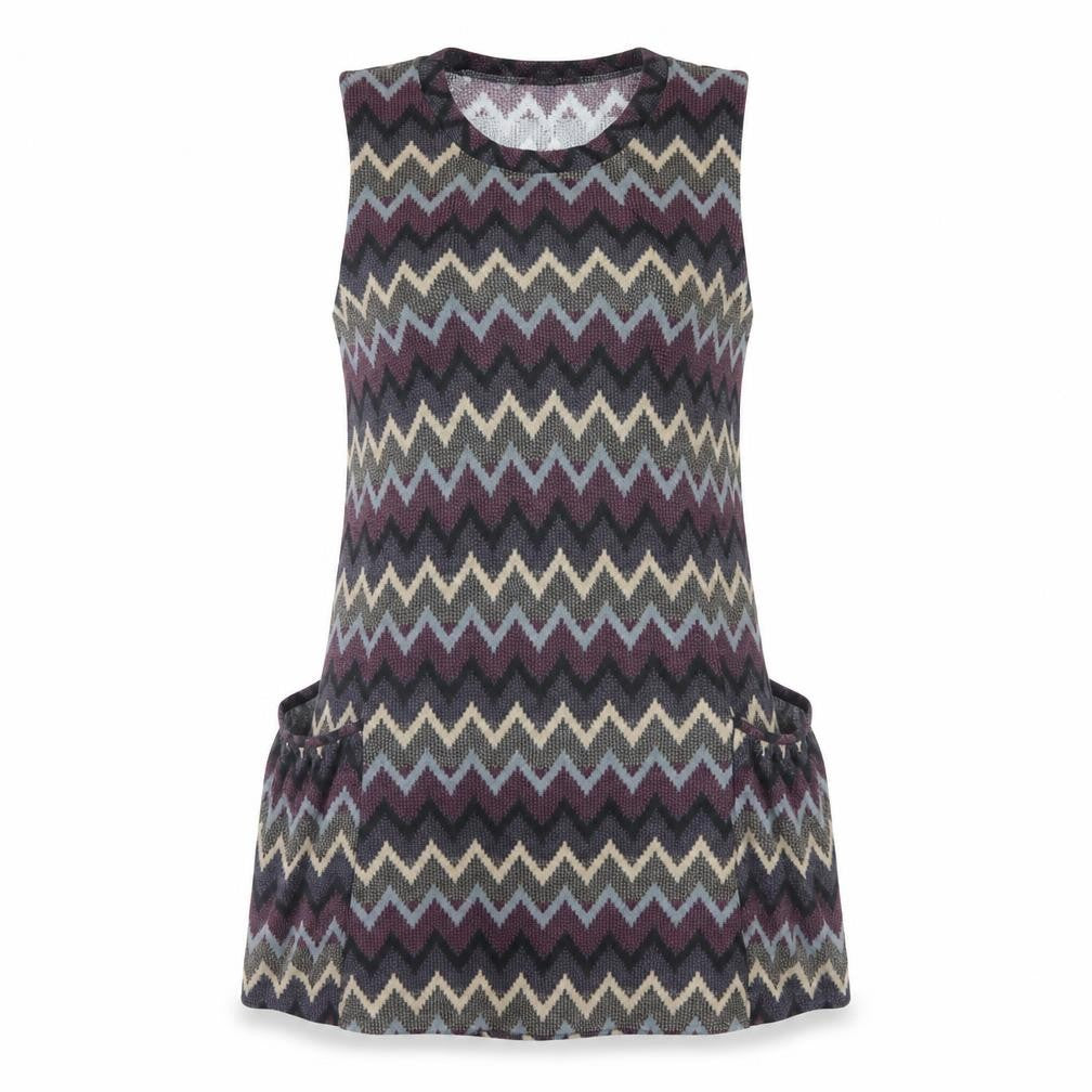 Front view of Izabel women’s purple geometric mini, size UK 8