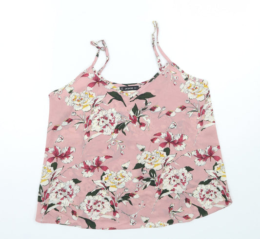 Jeuvre Womens Pink Floral  Basic Tank Size S